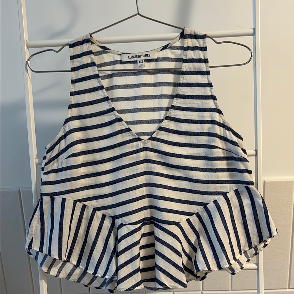 Women's Navy and White Striped Top